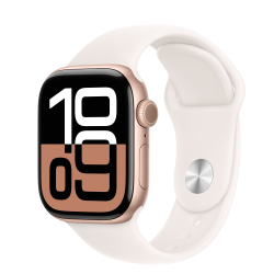 Apple Watch Series 10 GPS + Cellular Rose Gold Aluminium Case with Light Blush Sport Band