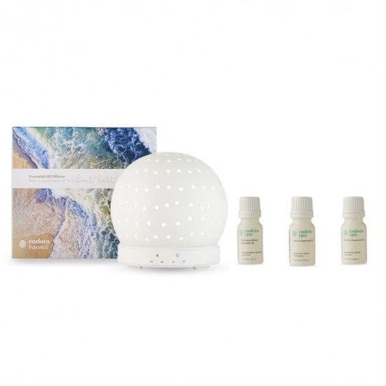 Endota Live Well Essential Oil Diffuser and Essential Oil Pack - Signature, Clarity, Breathe