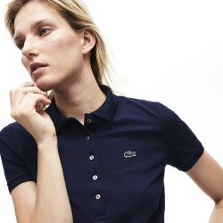 Lacoste 5 Button Slim Stretch Core Polo Womens - Navy Blue