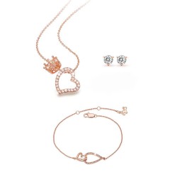 Pica LéLa - Queen Of Hearts Necklace & Devotion Bracelet (GWP CZ Earrings)